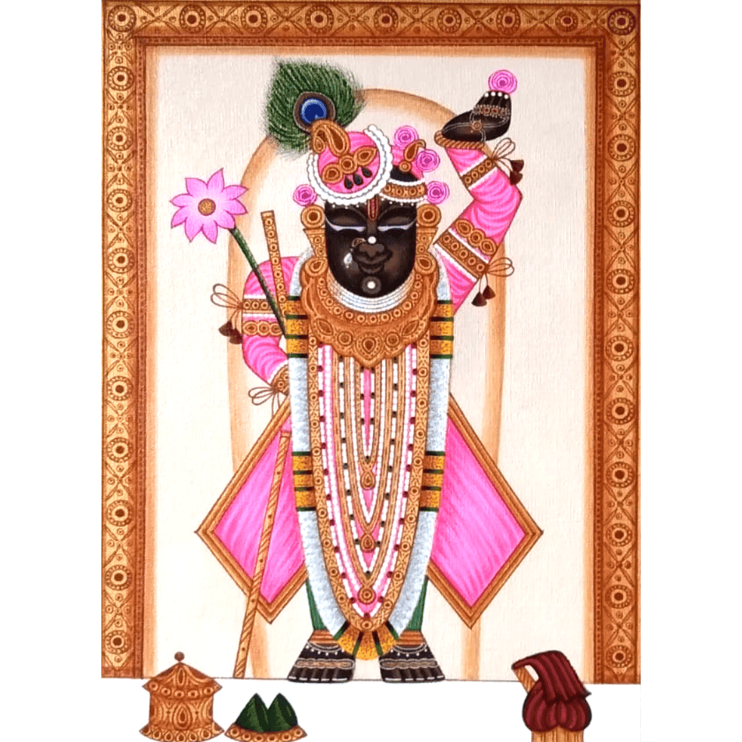 Graceful Pink Shrinathji Painting – Traditional Nathdwara Art